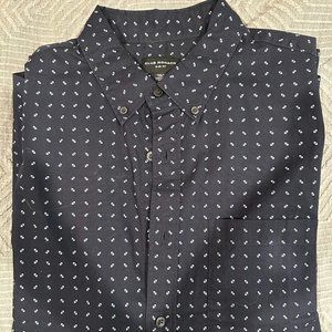 Club Monaco Navy Button Down Pocket Shirt Large Slim Fit
